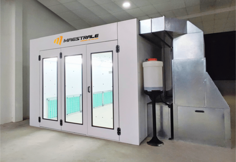 Cabine de Pintura Automotiva modelo levante, flexibilidade de instalação, sistema de aquecimento e pressão positiva