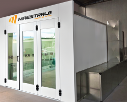 Cabine de Pintura Automotiva modelo levante, flexibilidade de instalação, sistema de aquecimento e pressão positiva