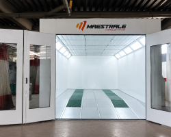Cabine de Pintura automotiva com opção de base metálica e rampa interna
