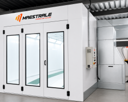 Cabine de pintura pressão positiva, com aquecimento a diesel, modelo Ponente da Maestral